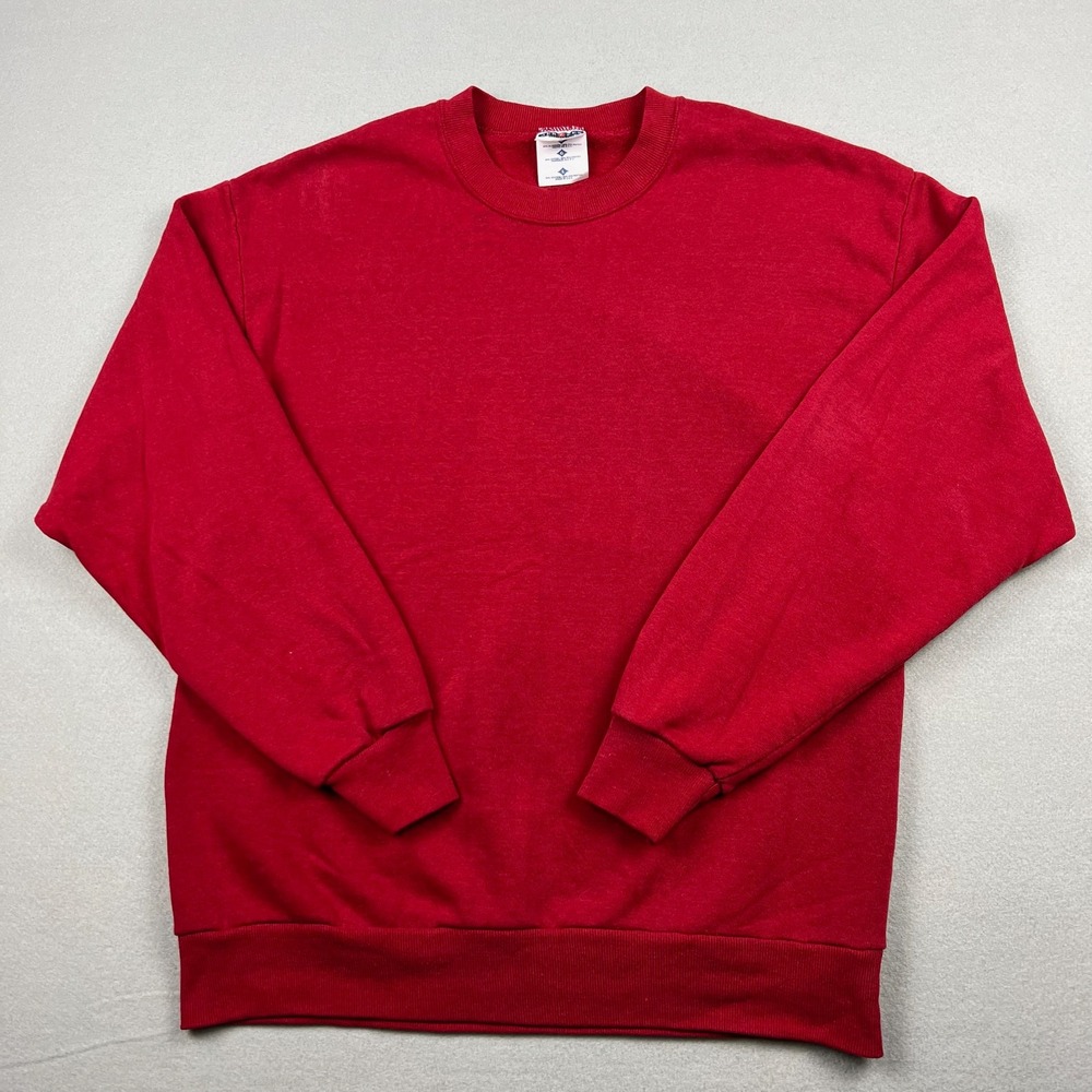Vintage 90s Jerzees NuBlend Mens Large Red Blank Crewneck Sweatshirt Made in USA